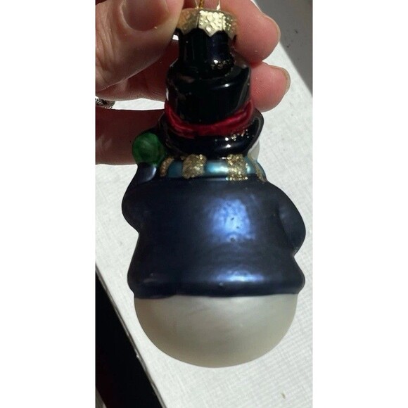 Vintage Set Of 6 Lubeck Glass Blown Snowman Ornaments Ames Hat - Picture 15 of 15